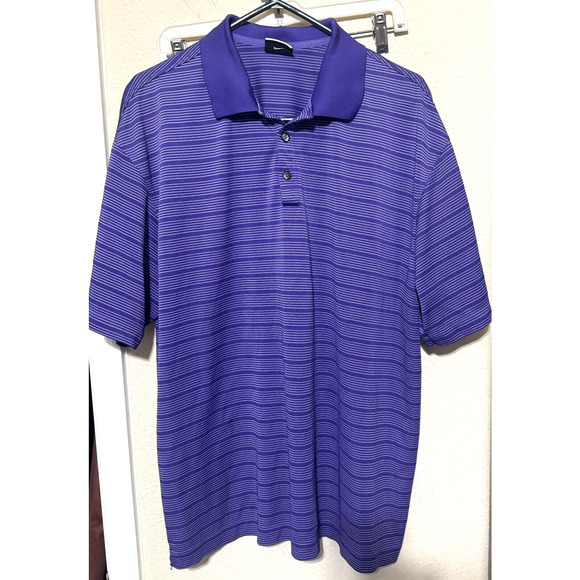 Mens Nike Golf Polo Shirt Dri Fit Purple Striped Size XL Performance - Picture 1 of 7